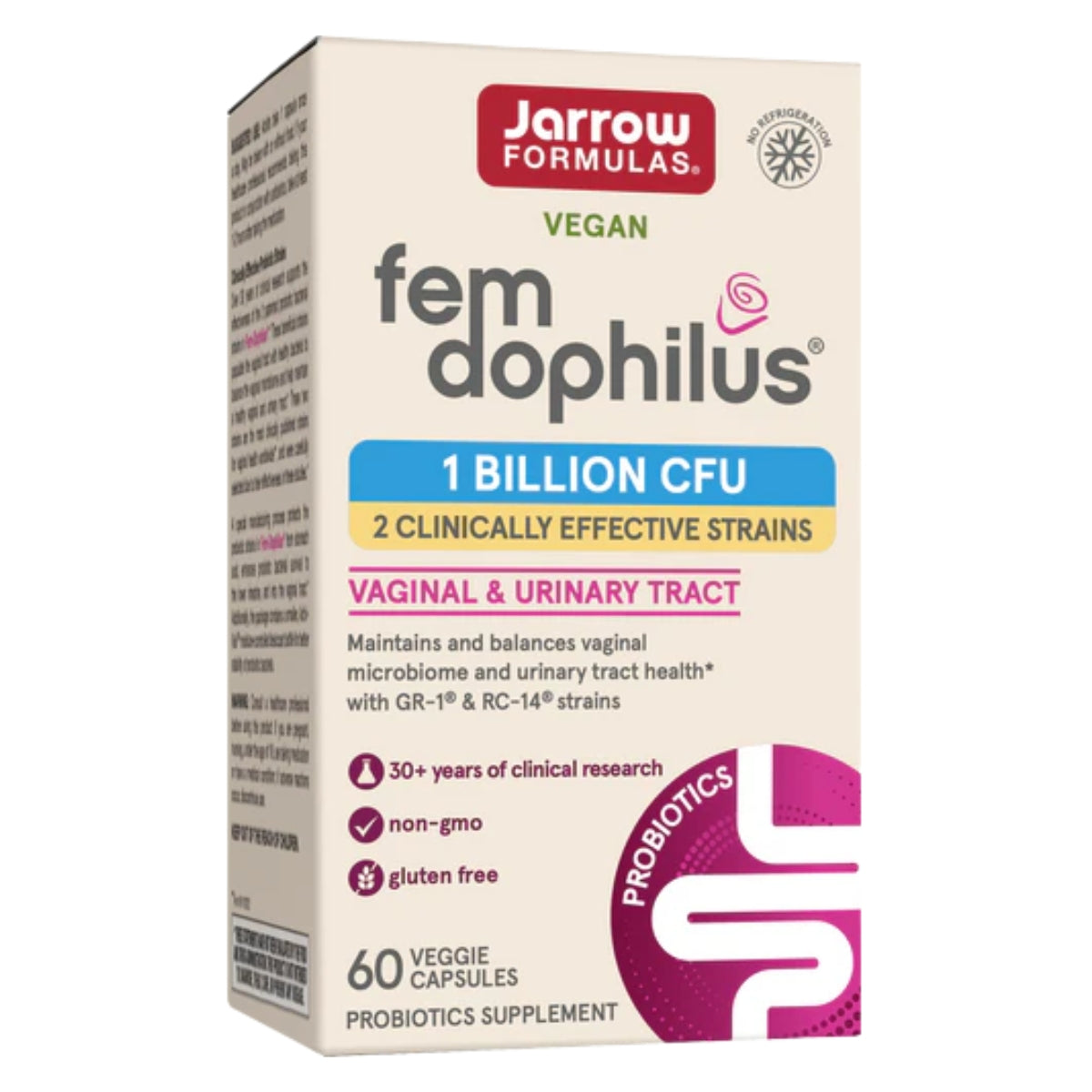 Jarrow Formulas Fem-Dophilus 60 Veggie Capsules 1 Billion CFU 2 Clinically Effective Strains, Korea