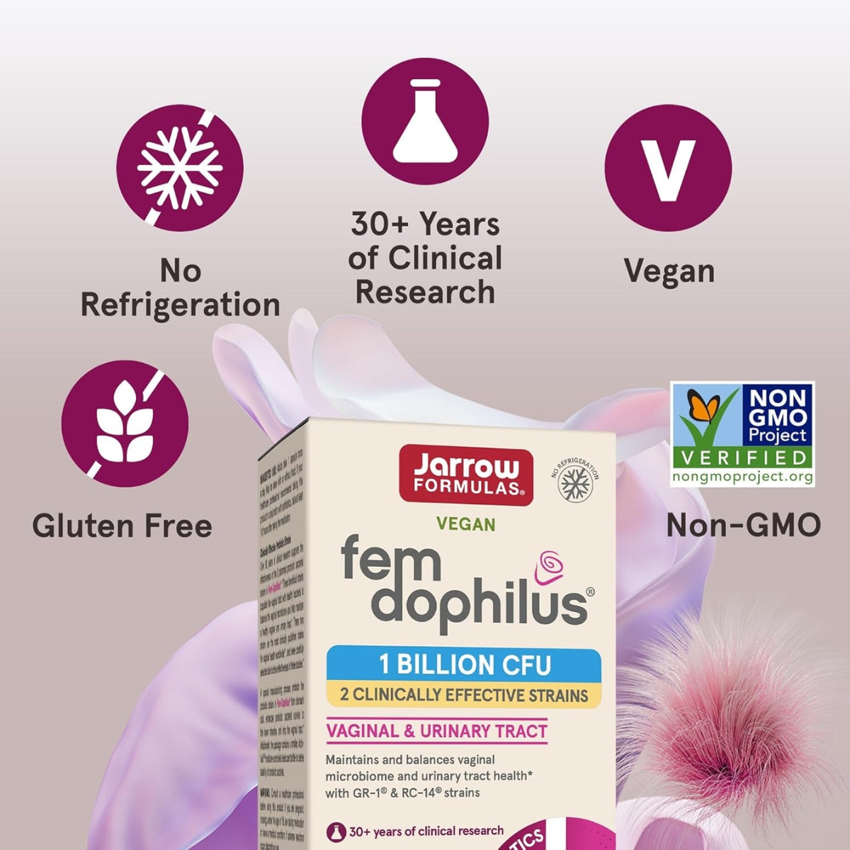 Jarrow Formulas Fem-Dophilus Probiotics 1 Billion CFU 30 capsules, 2 Clinically Effective Strains Dietary, Direct shipping from Seoul to Singapore