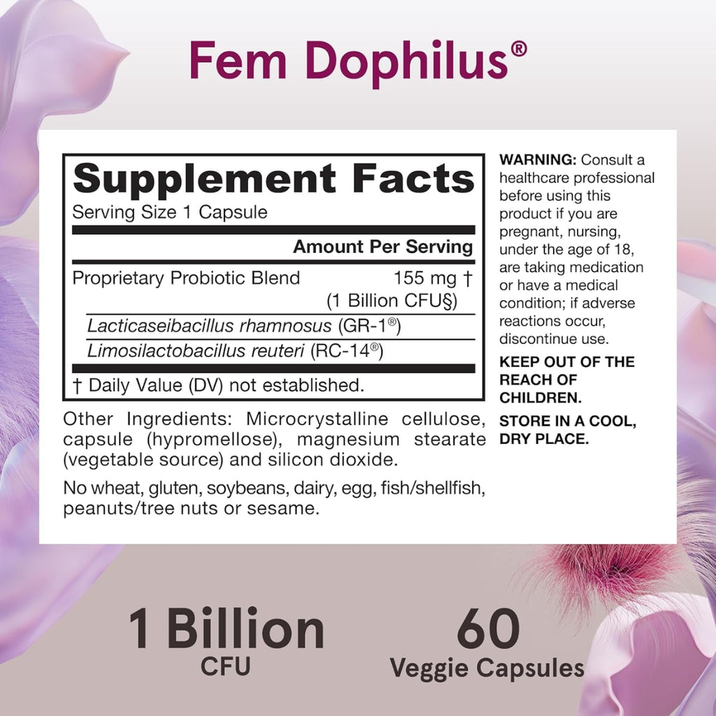 Jarrow Formulas Fem-Dophilus Probiotics 1 Billion CFU 30 capsules, 2 Clinically Effective Strains Dietary, Direct shipping from Seoul to Singapore