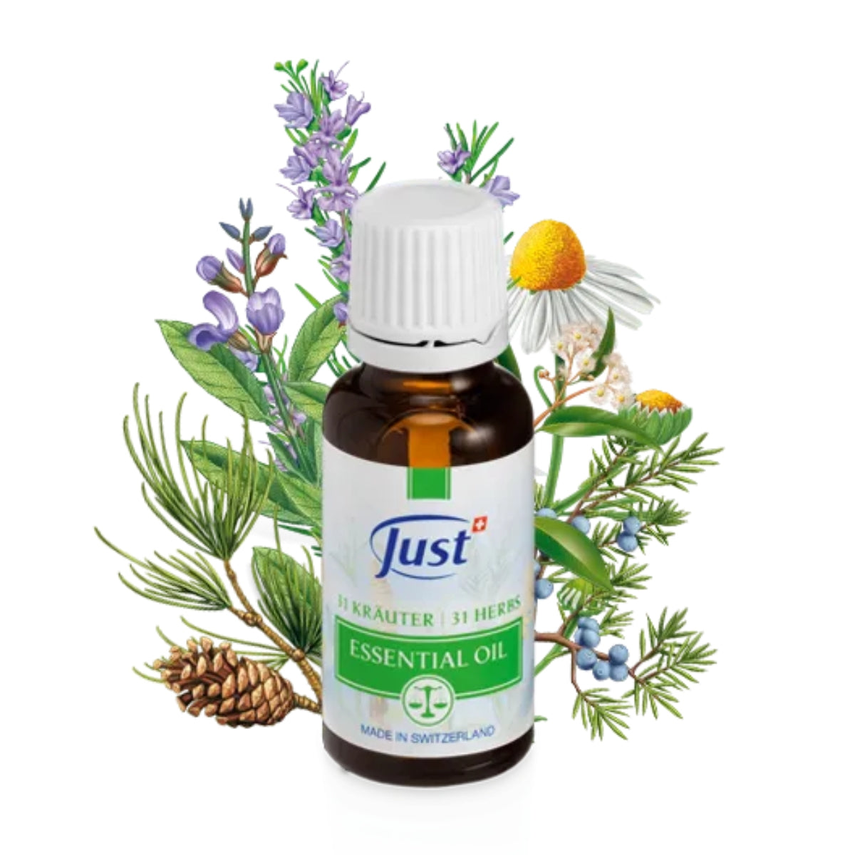 SWISS JUST Essential Oil 31 Herbs 20ml for Massage, Bath, Aromatherapy, Headaches, Muscle Pain / from Seoul, Korea